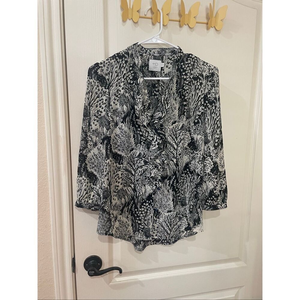 Anthropologie HD in Paris Woodland Print Blouse Size 2